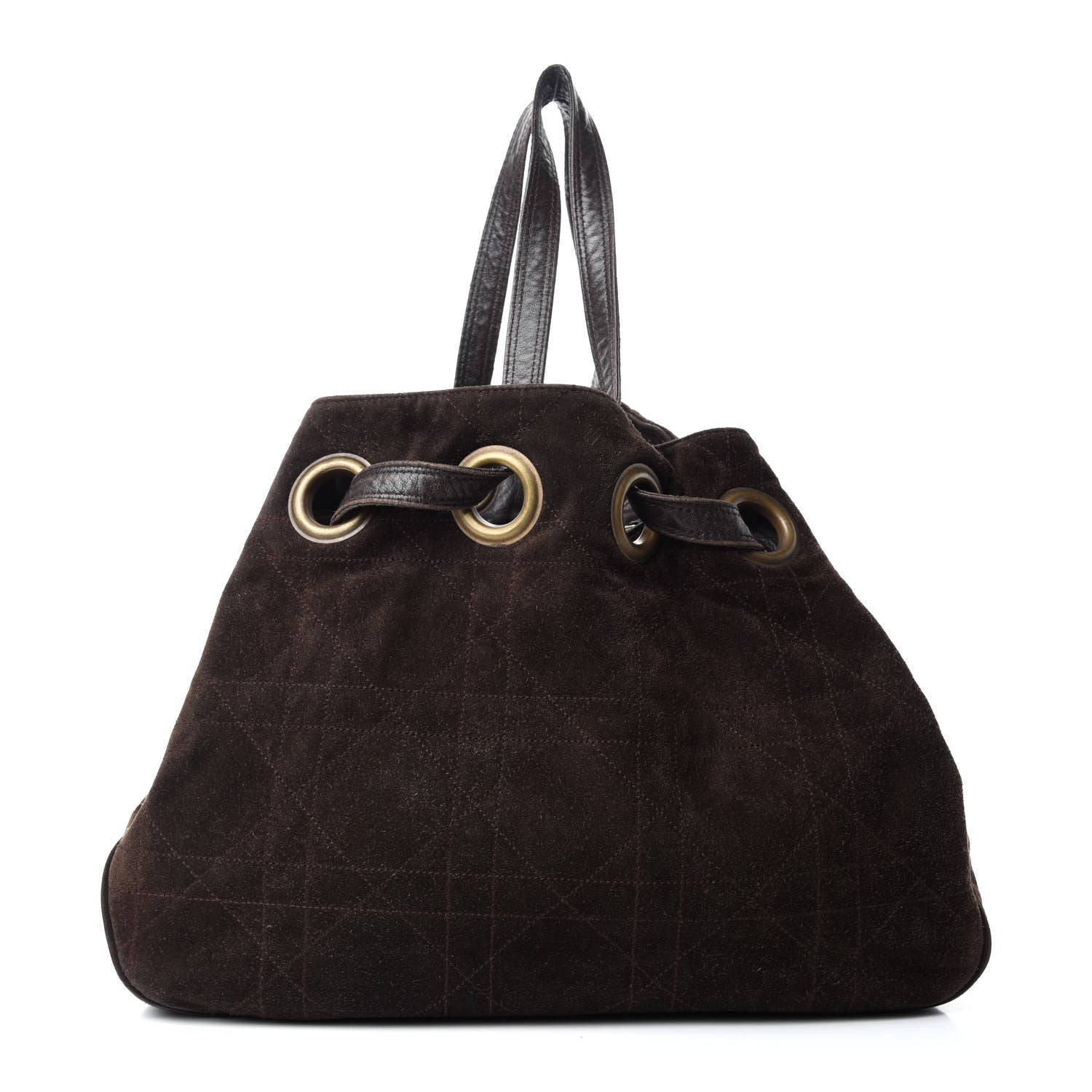Christian Dior Suede Cannage Drawstring Bag Brown 1 of 11