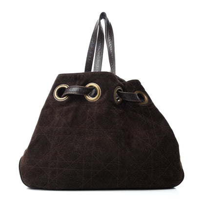 Christian Dior Suede Cannage Drawstring Bag Brown 1 of 11