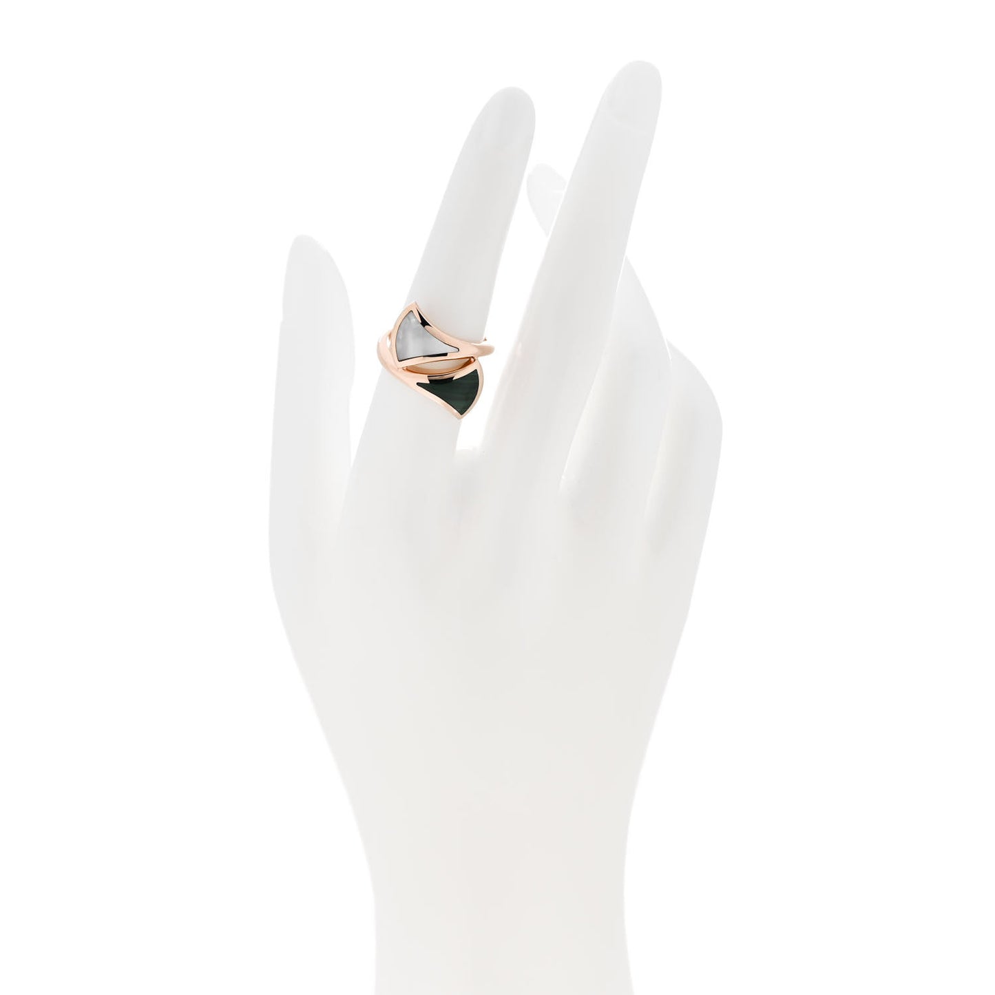 18K Rose Gold Malachite Mother of Pearl Divas' Dream Ring 53 6.5
