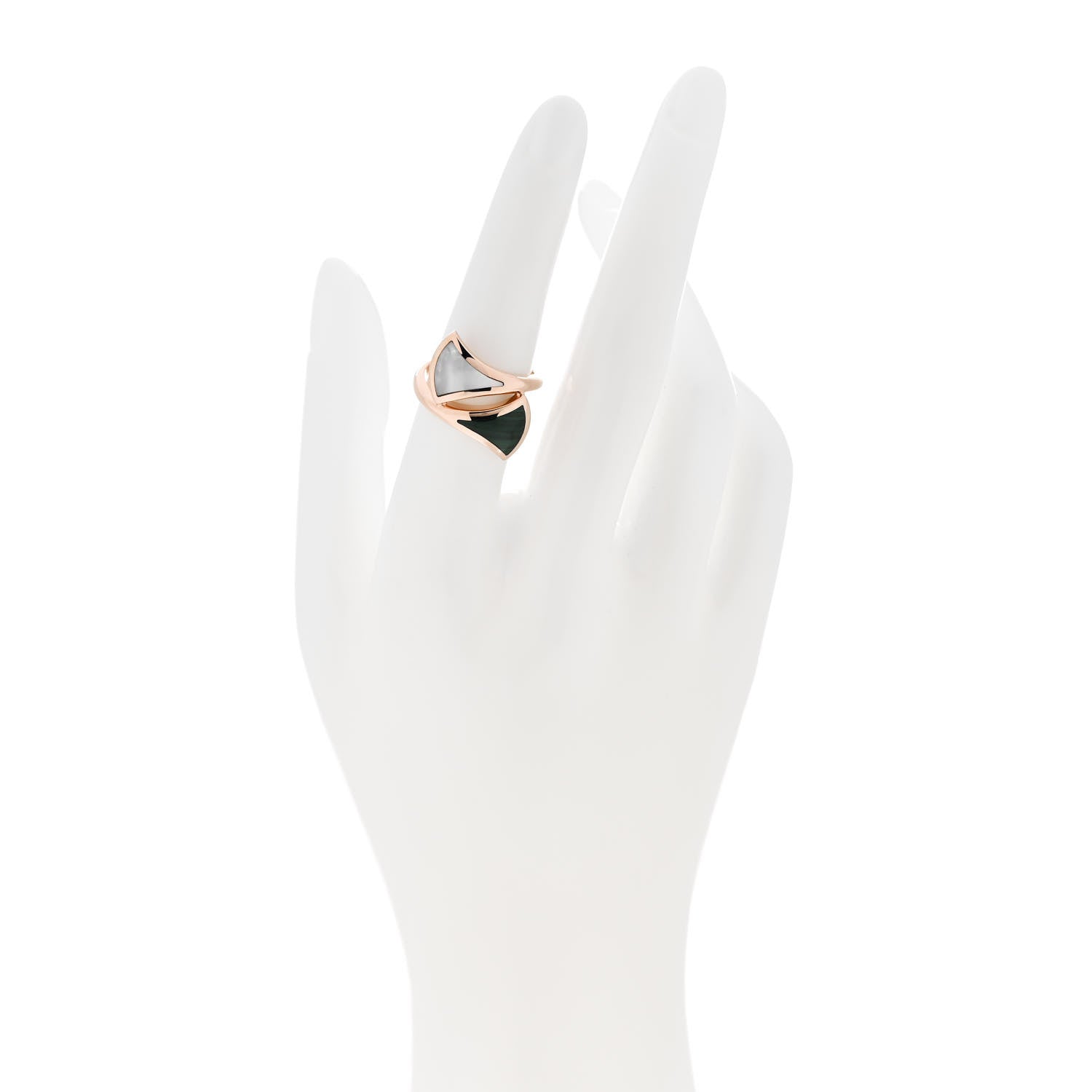 Bulgari 18K Rose Gold Malachite Mother of Pearl Divas' Dream Ring 53 6.5 2 of 5