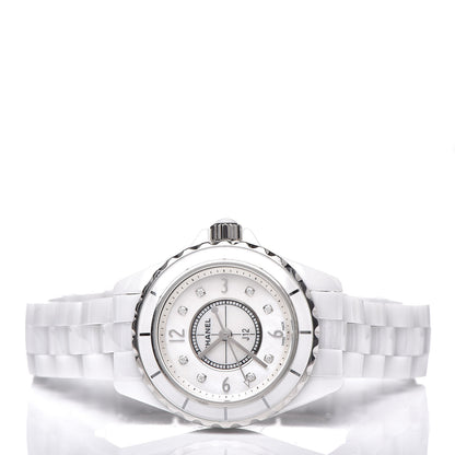 Chanel Stainless Steel Ceramic Diamond Mother of Pearl 29mm J12 Quartz Watch White 3 of 7