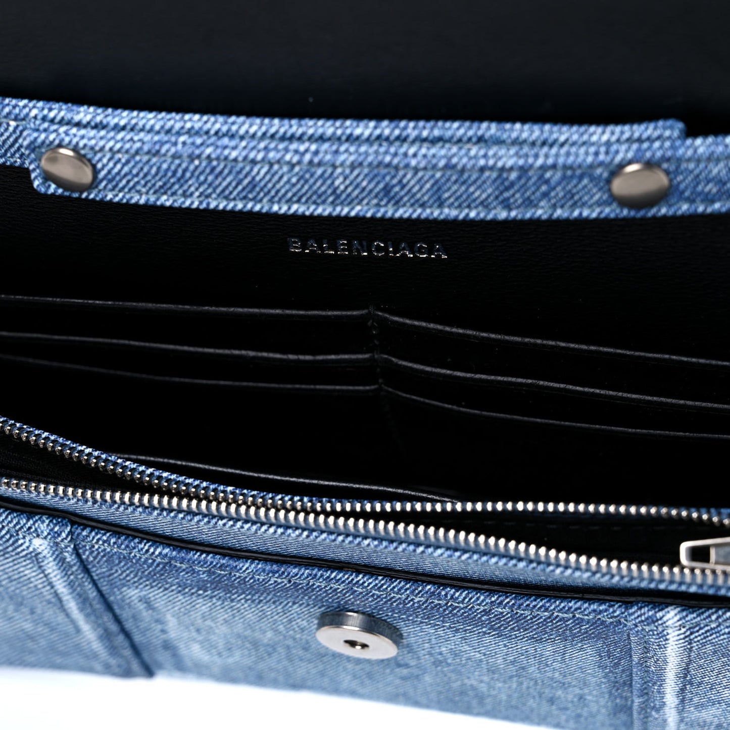 Nappa Denim Printed Hourglass Chain Bag Denim Blue