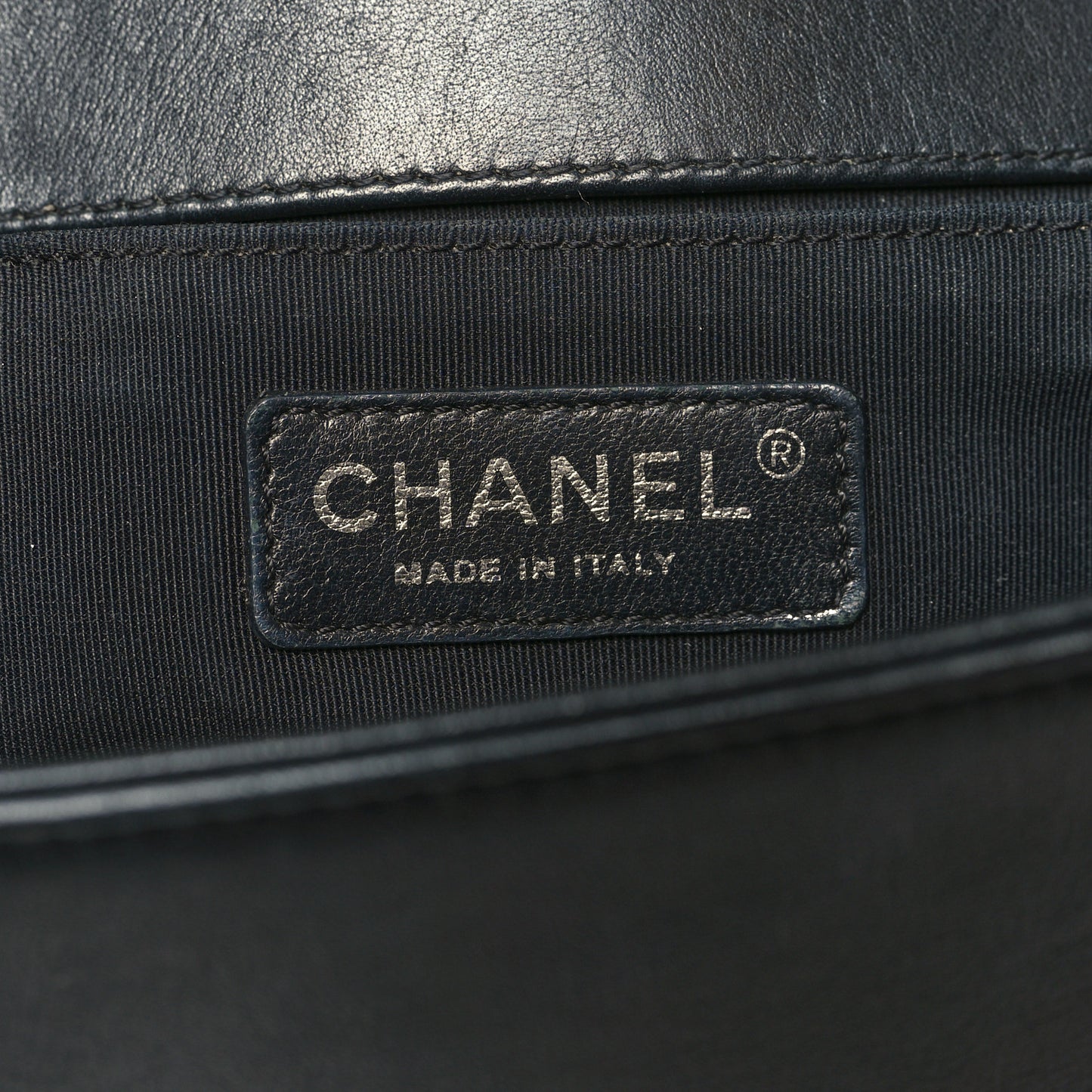 Calfskin Chevron Quilted Medium Chain Boy Flap Navy