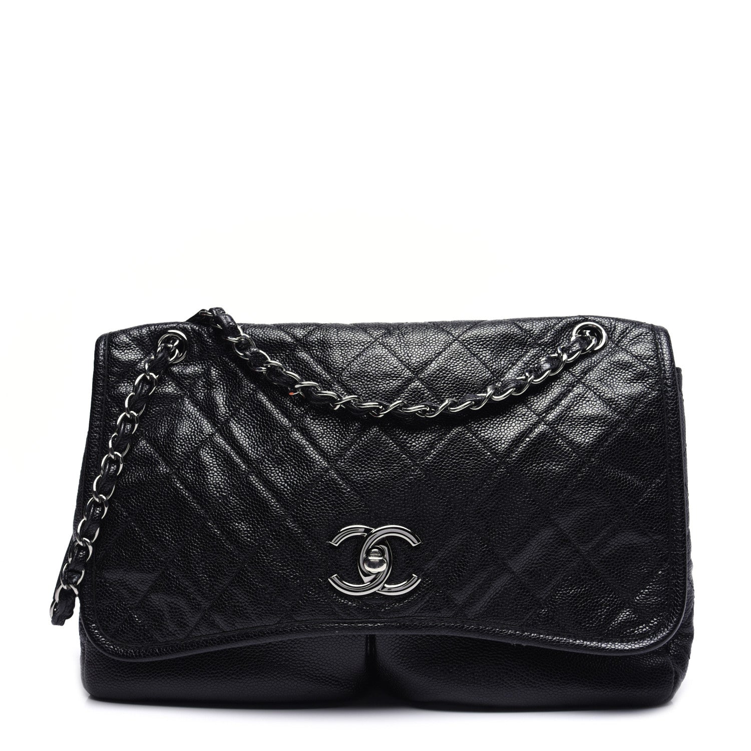 Chanel Grained Calfskin Large Natural Beauty Flap Black 1 of 13