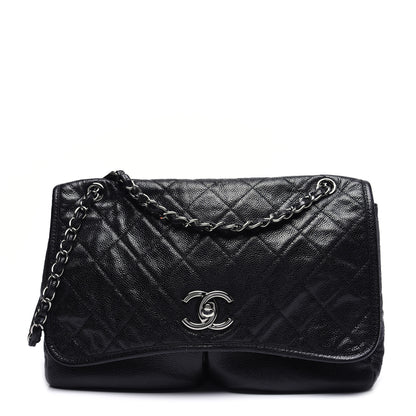 Chanel Grained Calfskin Large Natural Beauty Flap Black 1 of 13