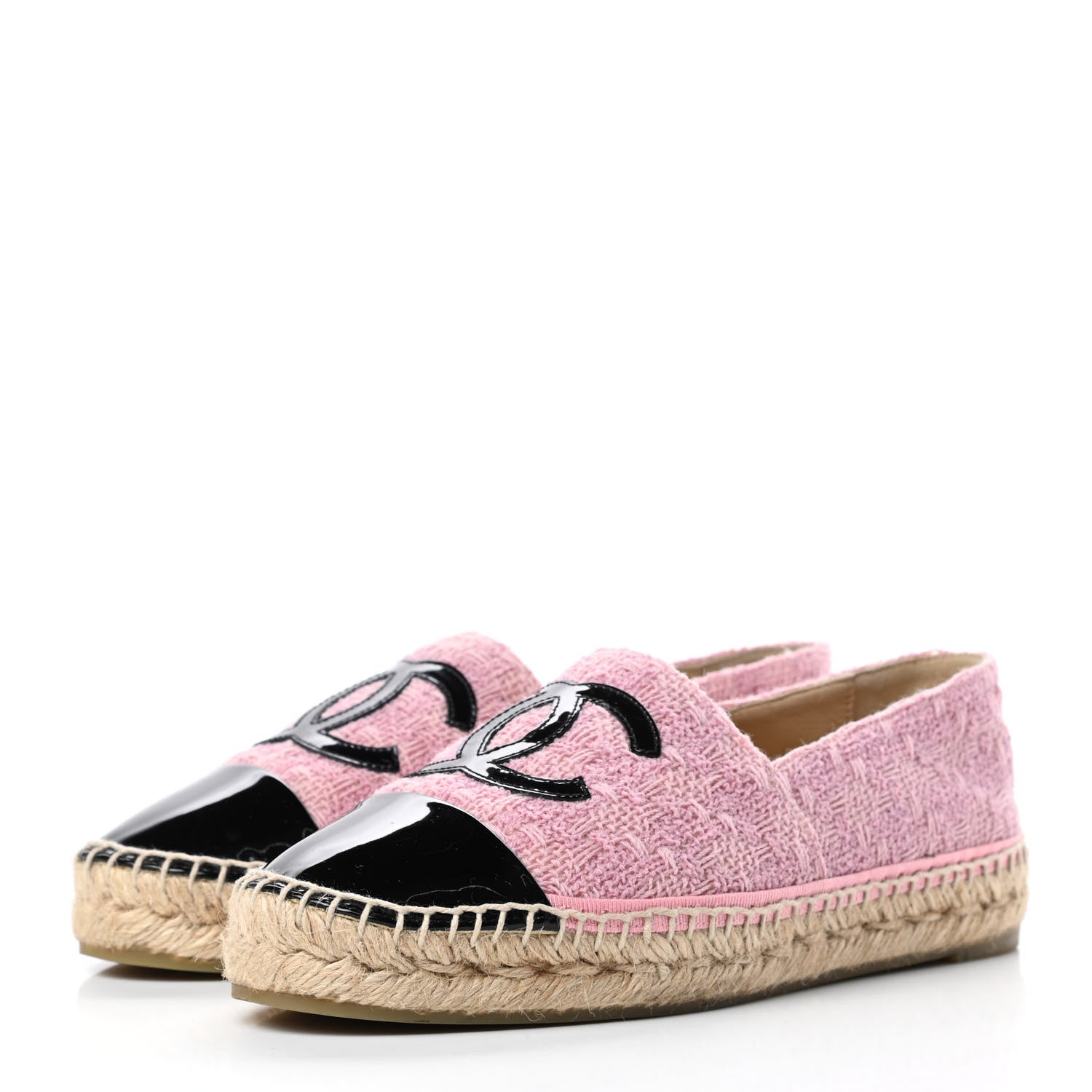 Chanel Linen CC Espadrilles 37 Pink Black 3 of 11
