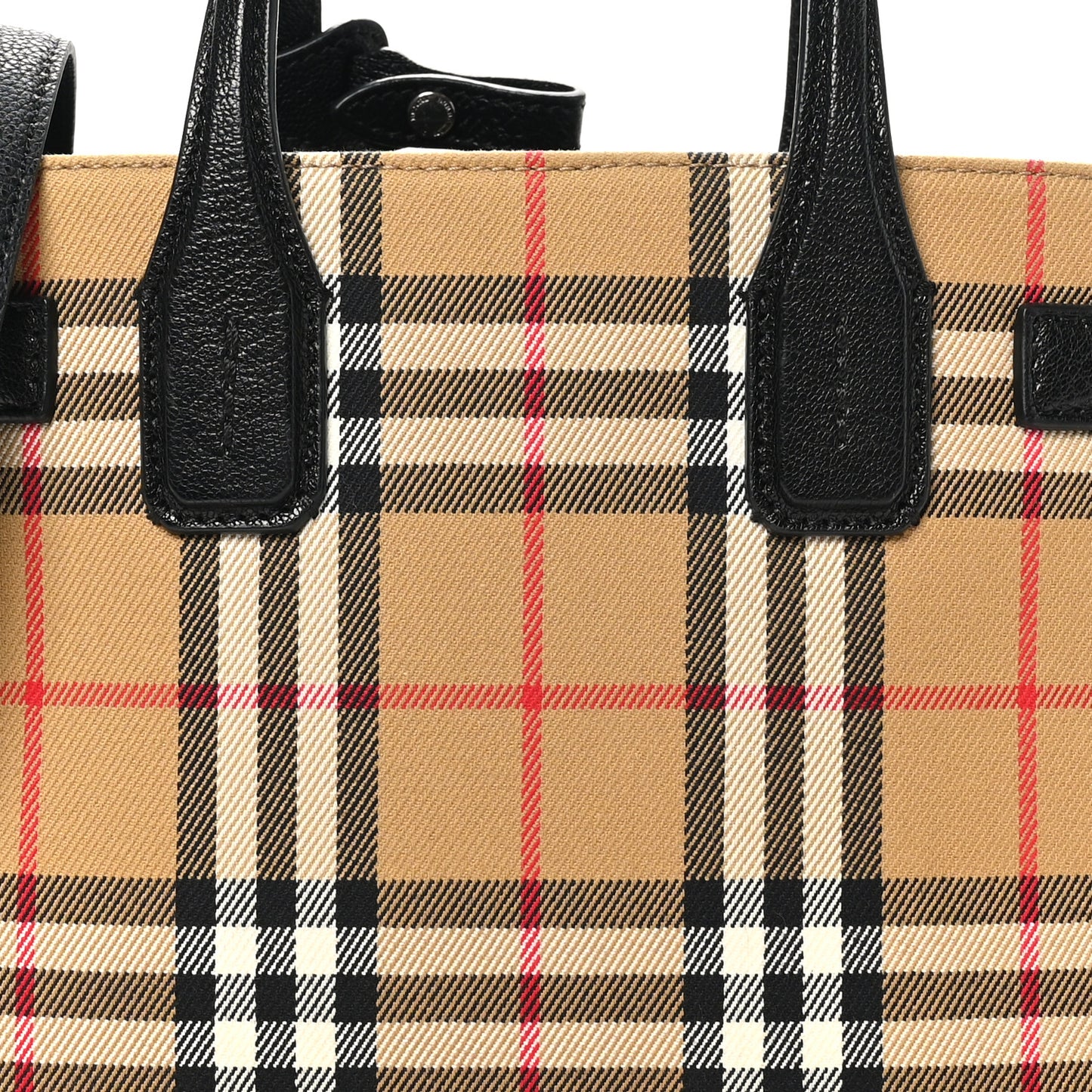 Goatskin Vintage Check Small Banner Tote Black