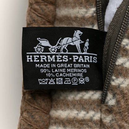 Hermes Wool Cashmere Echecs Et Trames Pillow Gris Beige 3 of 4