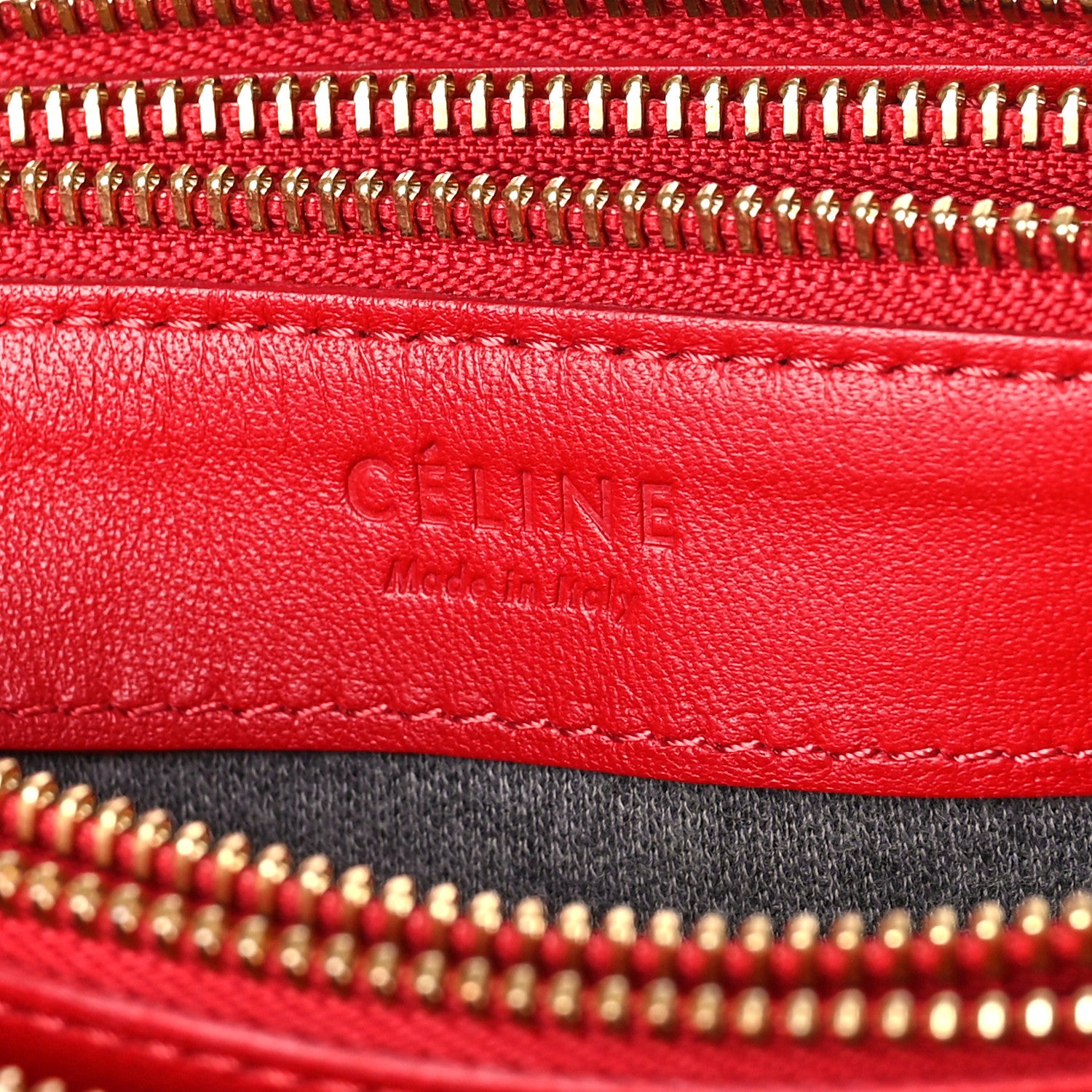 Celine Lambskin Large Trio Crossbody Bag Red 6 of 10