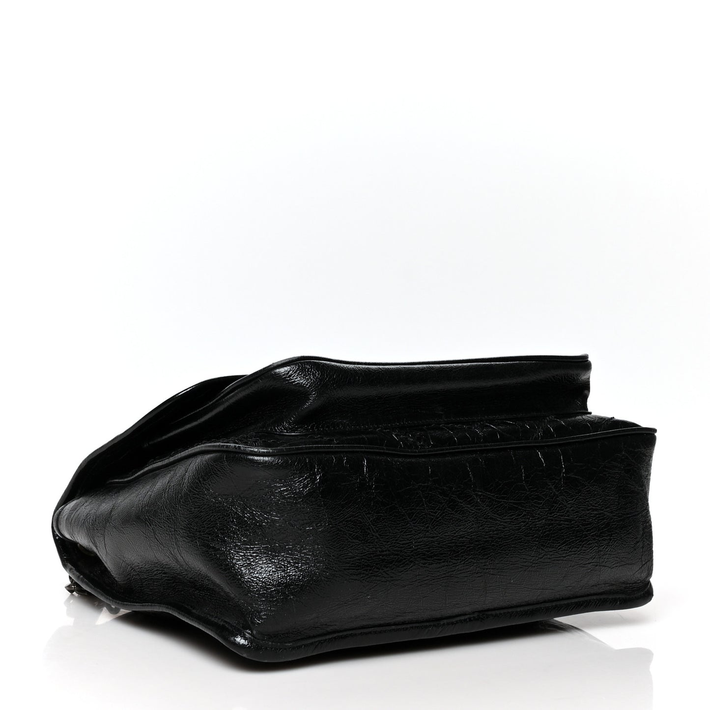 Crinkled Calfskin Matelasse Monogram Medium Niki Chain Satchel Black