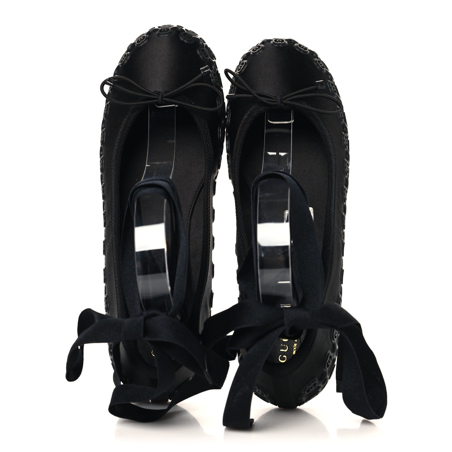 Rubber Satin Ballerina Flats 38 Black