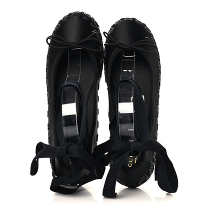 Gucci Rubber Satin Ballerina Flats 38 Black 2 of 9