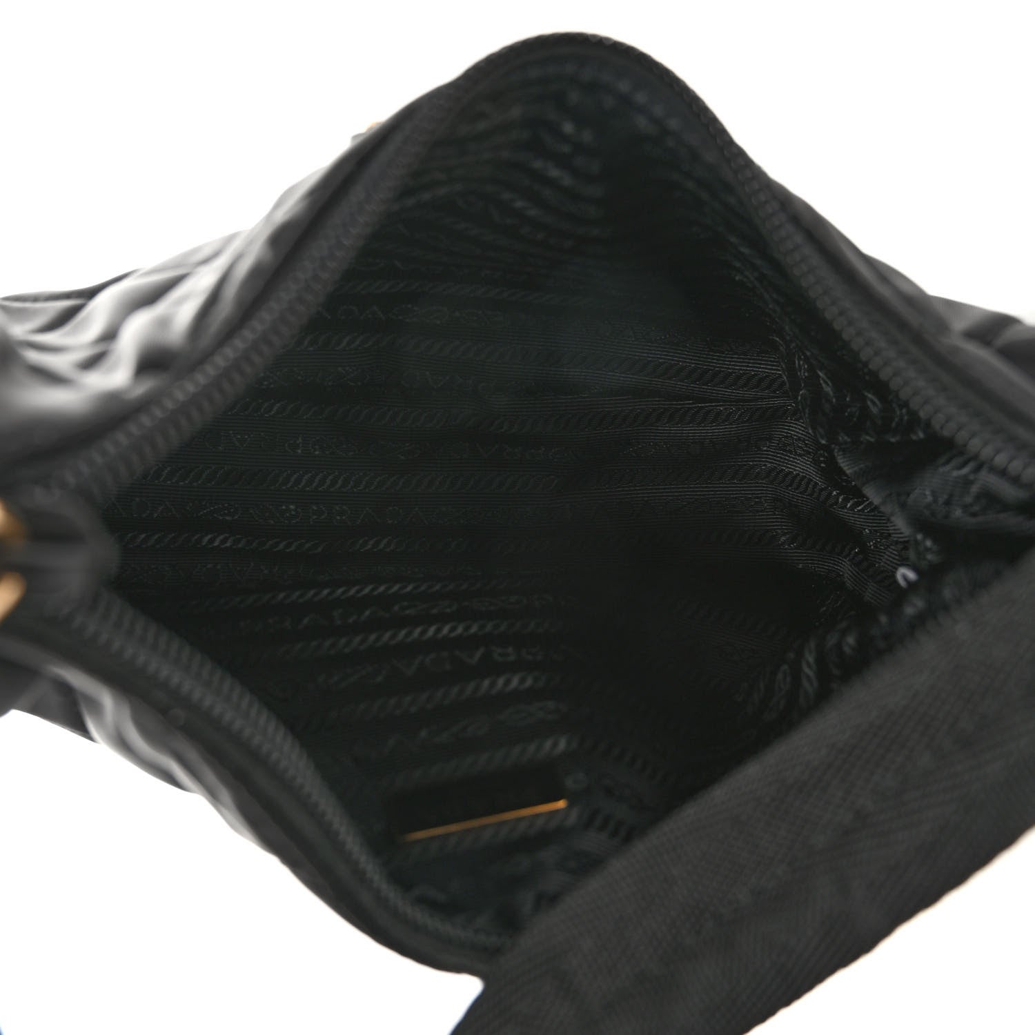 Prada Tessuto Nylon Stitched Shoulder Bag Black 5 of 9