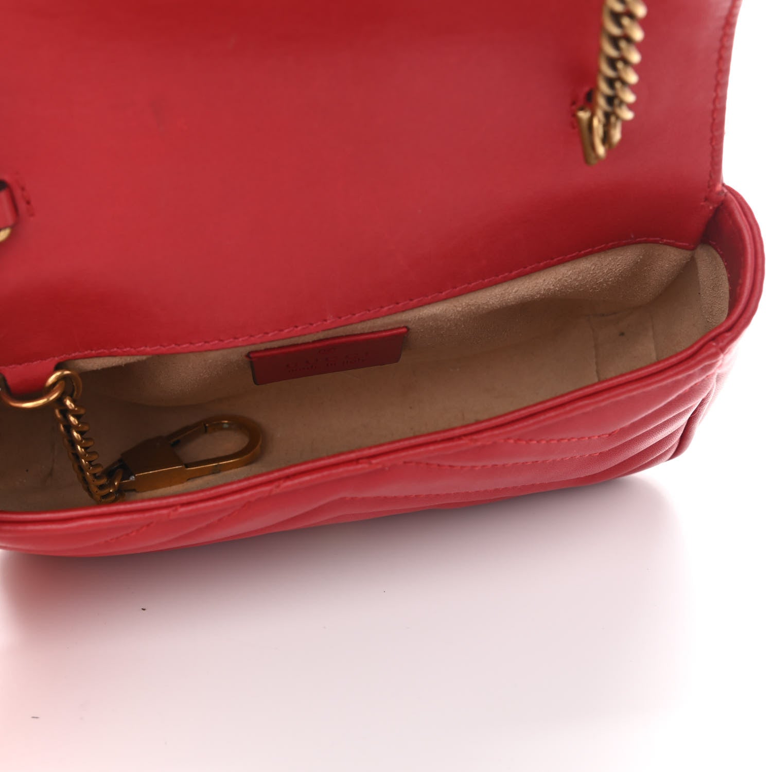 Gucci Calfskin Matelasse Super Mini GG Marmont Shoulder Bag Hibiscus Red 5 of 10