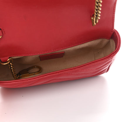 Gucci Calfskin Matelasse Super Mini GG Marmont Shoulder Bag Hibiscus Red 5 of 10
