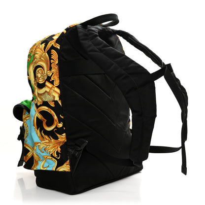 Versace Nylon Barocco Signature Print Backpack Blue Multicolor 3 of 10