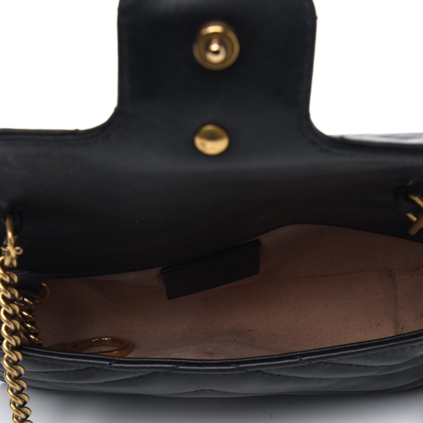 Calfskin Matelasse Super Mini GG Marmont Shoulder Bag Black