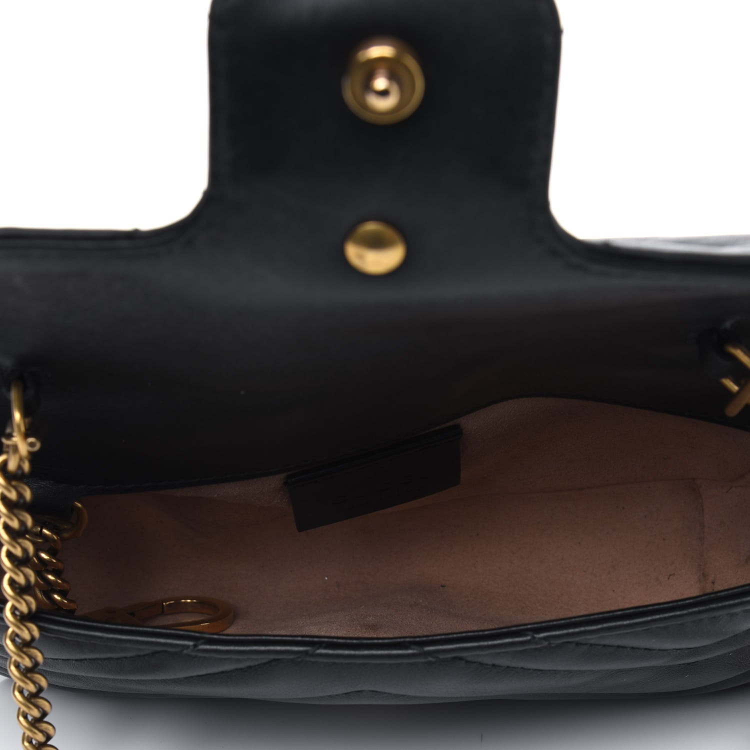 Gucci Calfskin Matelasse Super Mini GG Marmont Shoulder Bag Black 4 of 6