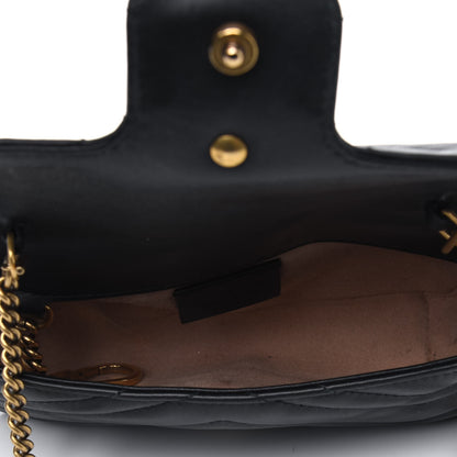Gucci Calfskin Matelasse Super Mini GG Marmont Shoulder Bag Black 4 of 6