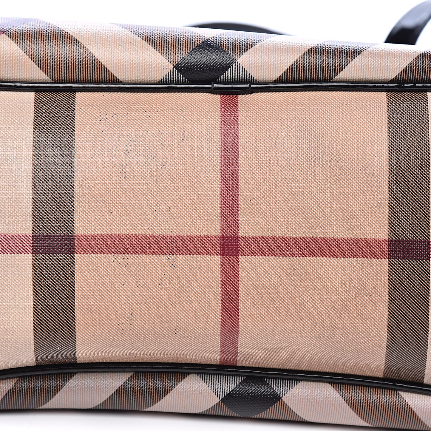 Patent Trim Nova Check Shopper Tote Black