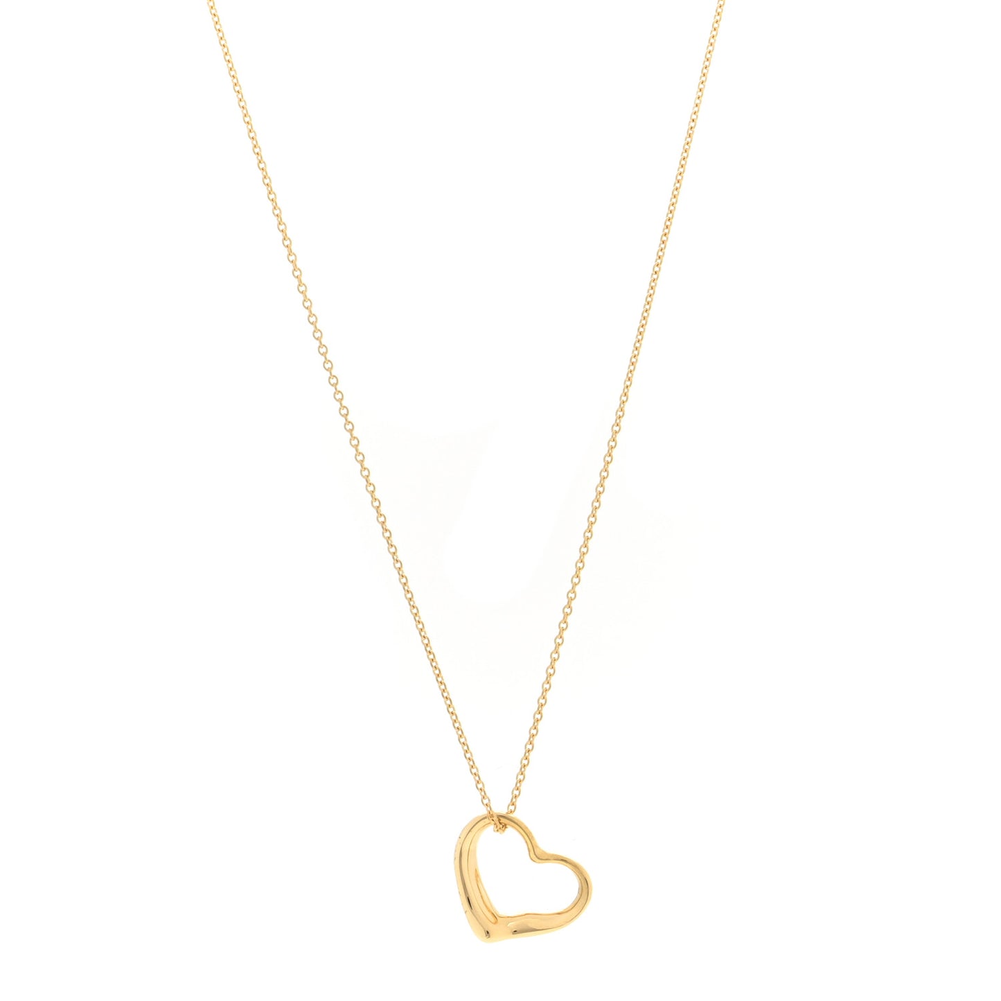 18K Yellow Gold 16mm Elsa Peretti Open Heart Pendant Necklace