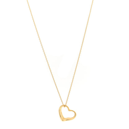 Tiffany 18K Yellow Gold 16mm Elsa Peretti Open Heart Pendant Necklace 1 of 5