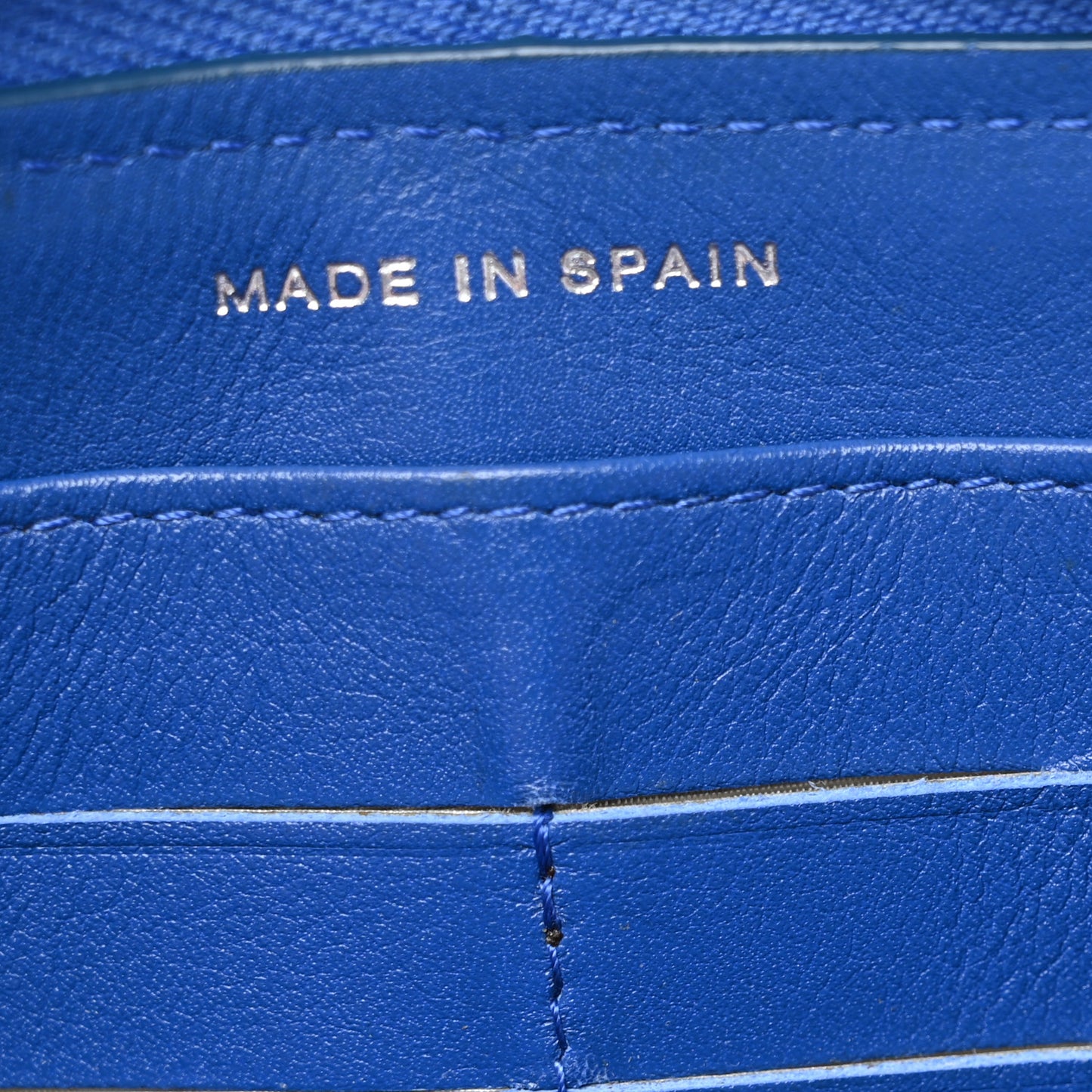 Patent Calfskin Quilted Large Gusset Zip Around Wallet Blue