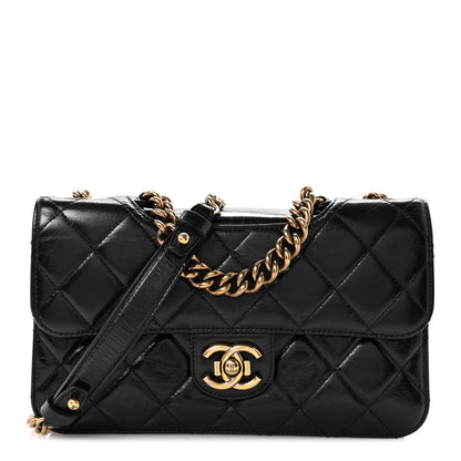 Chanel Glazed Calfskin Quilted Medium Perfect Edge Flap Black 1 of 15