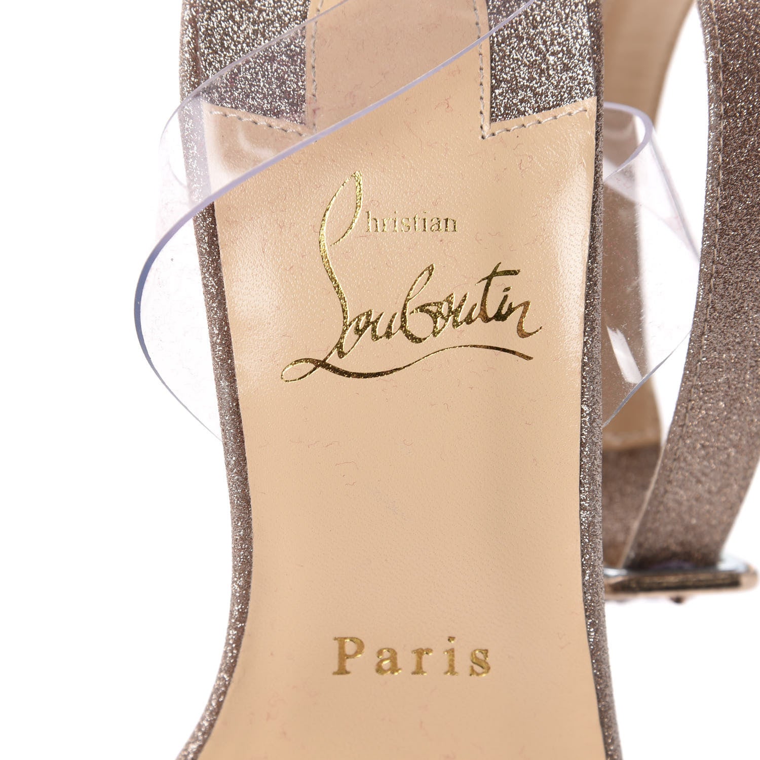 Christian Louboutin PVC Glitter Levitallo 100 Sandals 37.5 Nude 7 of 11