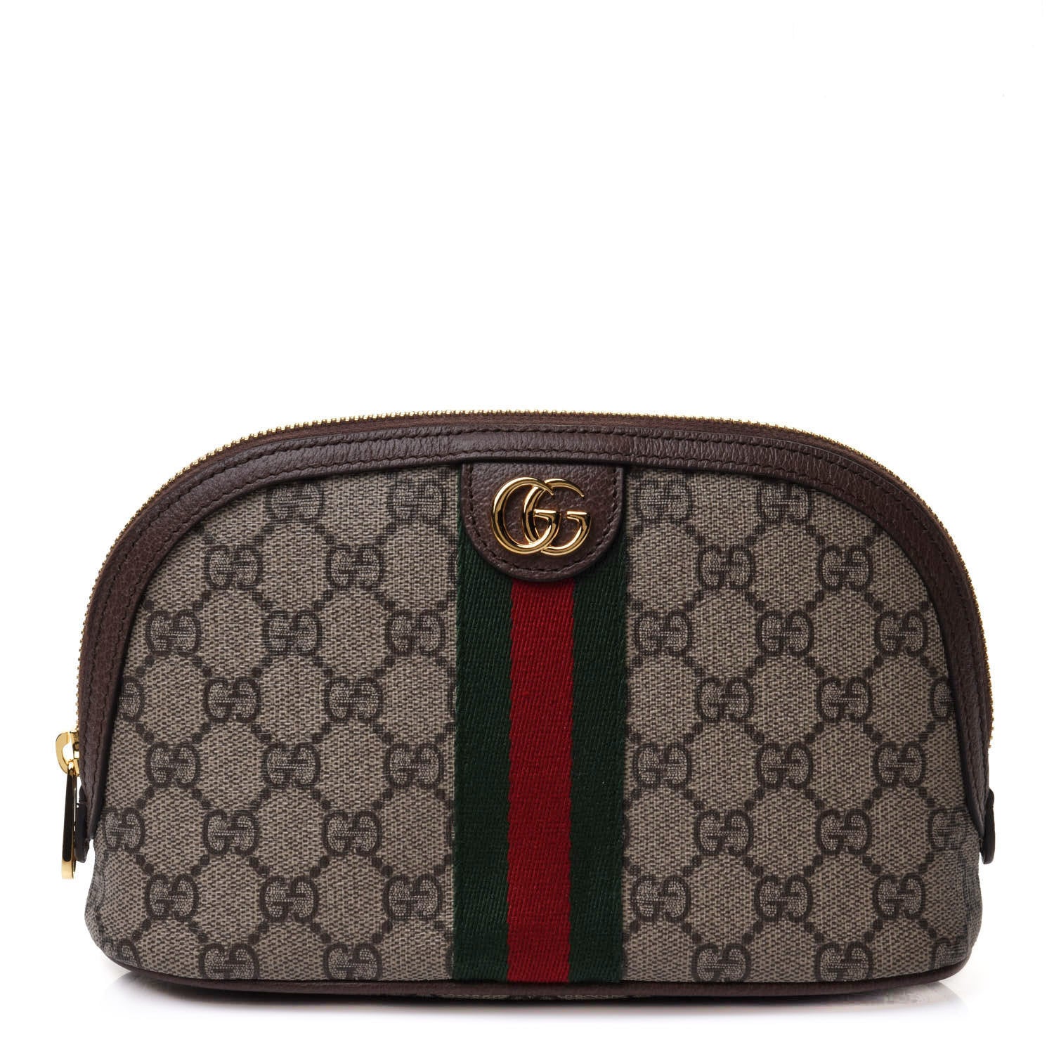 Gucci GG Supreme Monogram Textured Calfskin Web Large Ophidia Cosmetic Case Beige Ebony New Acero 1 of 10
