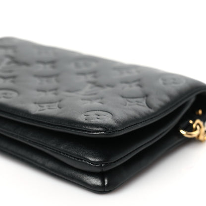 Louis Vuitton Lambskin Embossed Monogram Pochette Coussin Black 10 of 10