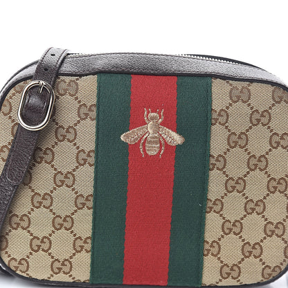 Gucci GG Supreme Monogram Web Small Webby Bee Shoulder Bag Dark Brown 7 of 9