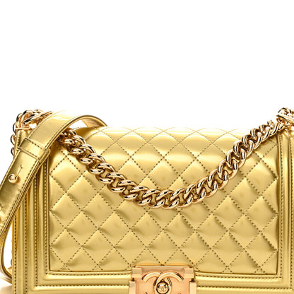 Chanel Metallic Patent Calfskin Quilted Medium Boy Flap Light Gold 8 of 15