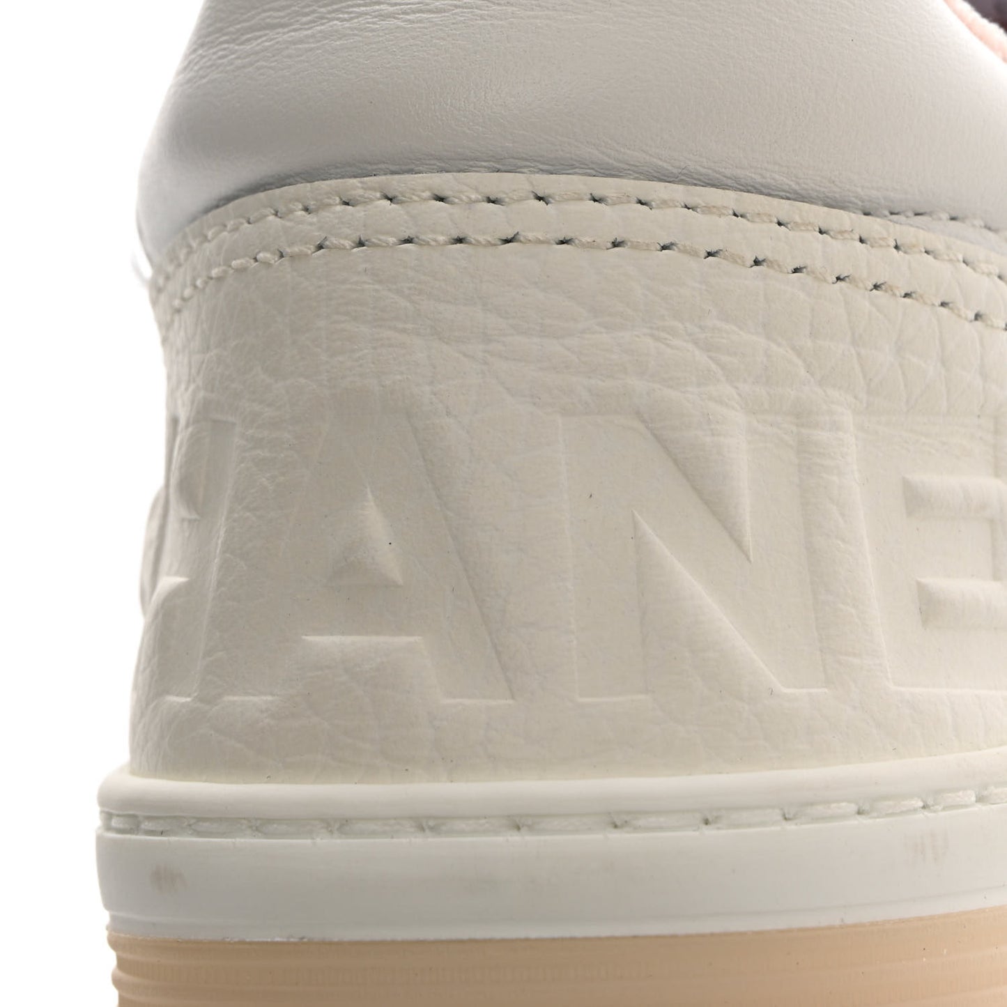 Grained Calfskin Fabric Womens Logo Sneakers 35.5 White Light Pink