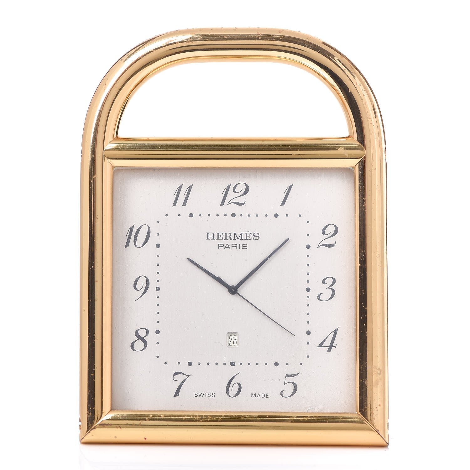 Hermes Stainless Steel 82mm Quartz Clock Gold 1 of 10