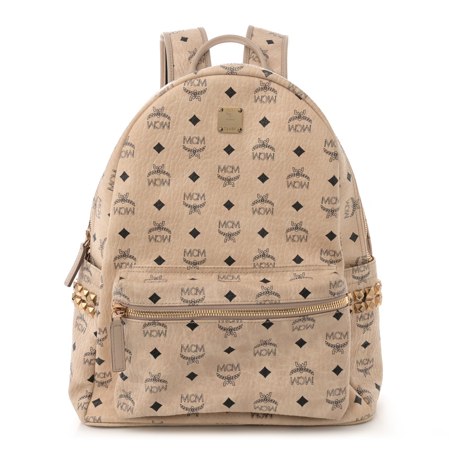 MCM Visetos Medium Studded Stark Backpack Beige 1 of 14