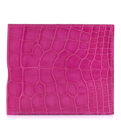 Hermes Shiny Alligator MC2 Copernic Compact Wallet Rose Scheherazade 1 of 8