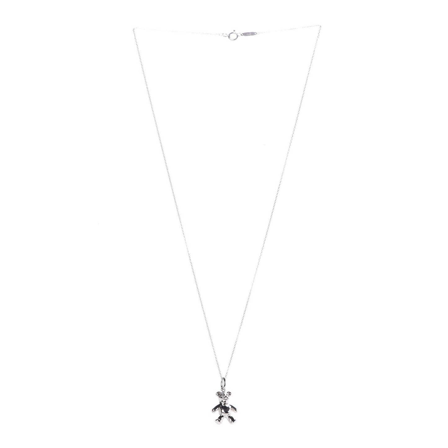 Sterling Silver Teddy Bear Charm Pendant Necklace