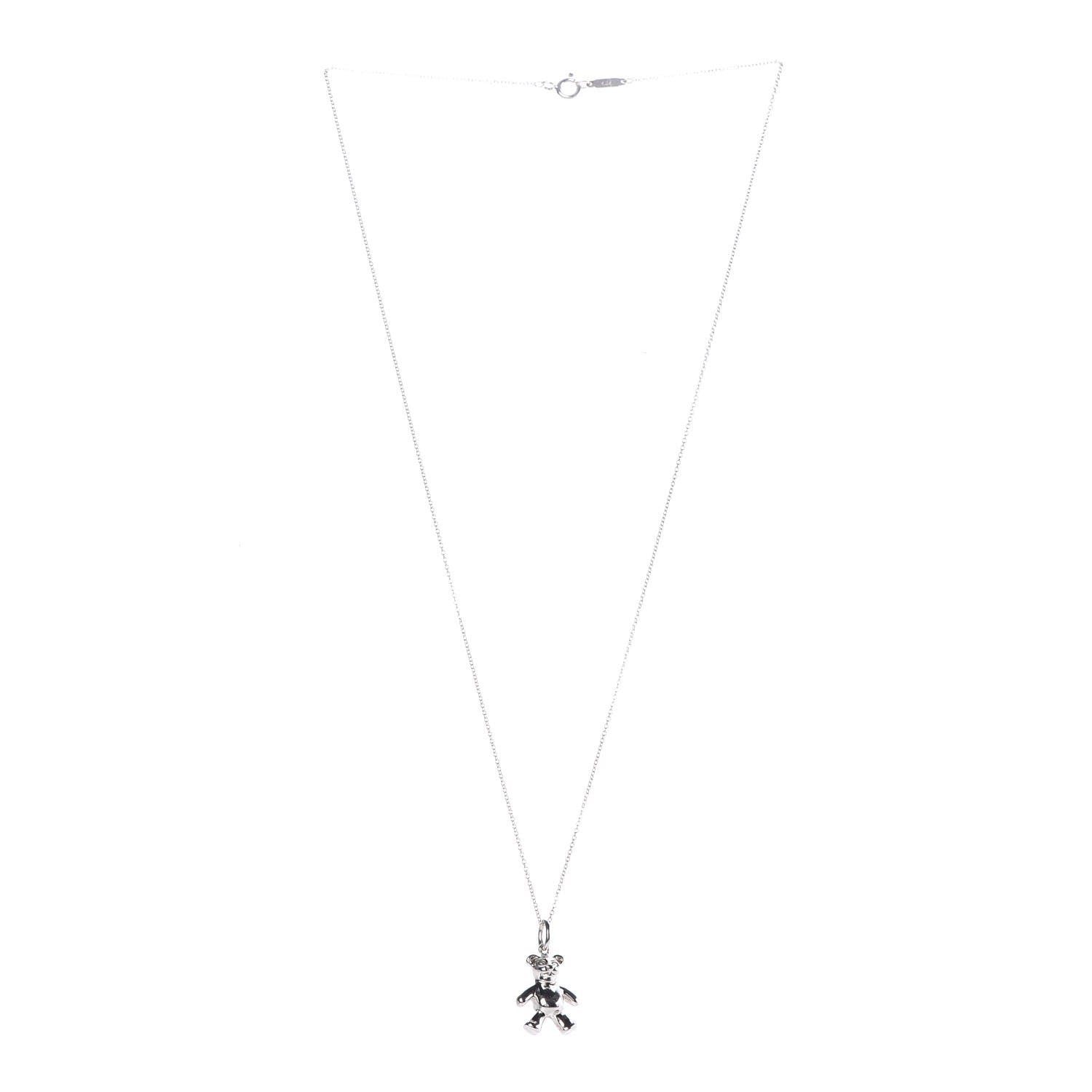 Tiffany Sterling Silver Teddy Bear Charm Pendant Necklace 1 of 6