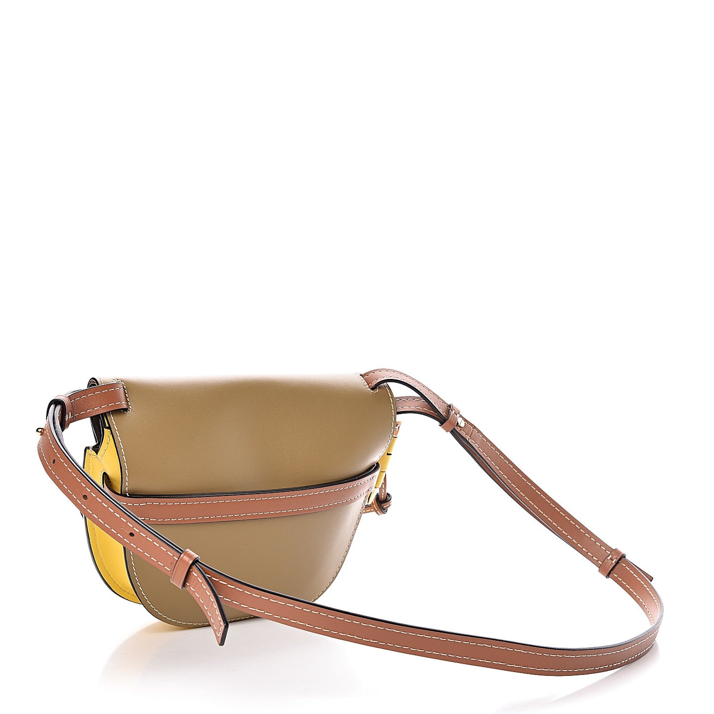Calfskin Small Gate Crossbody Bag Mocca Yellow Pecan