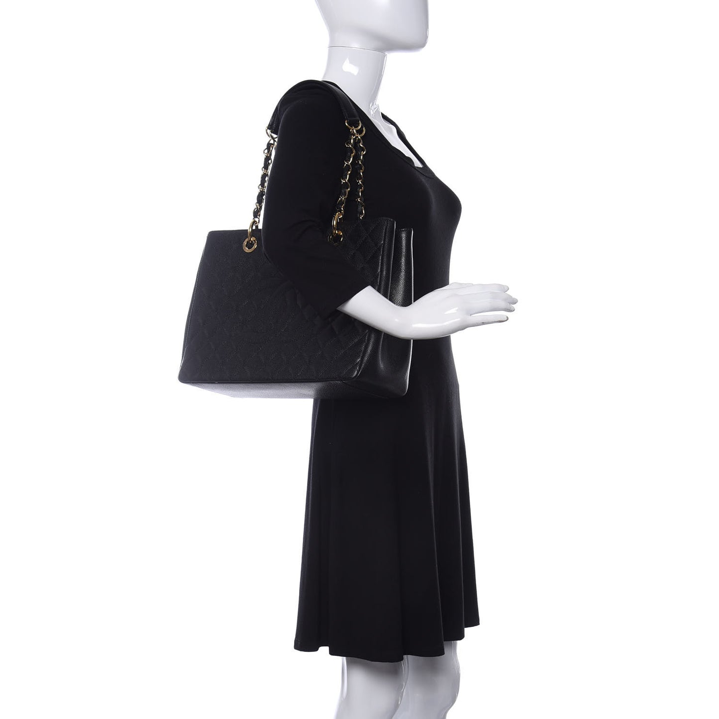 Caviar Quilted Grand Shopping Tote GST Black