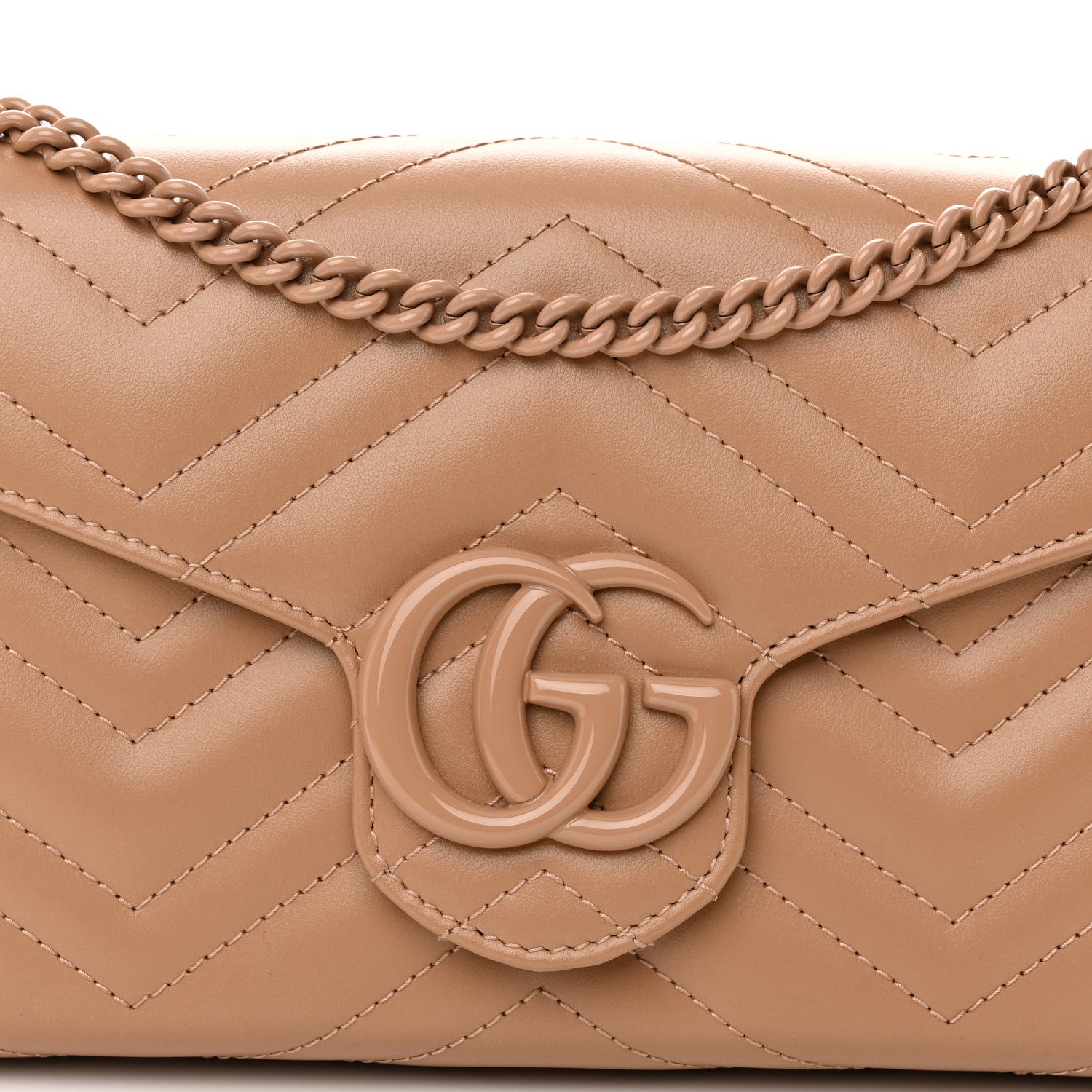 Gucci Calfskin Matelasse Monochrome GG Marmont Chain Wallet Camelia 8 of 10
