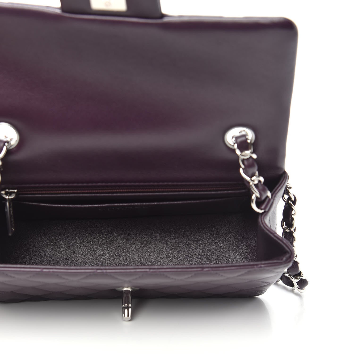 Chanel Lambskin Quilted Mini Rectangular Flap Dark Purple 5 of 12