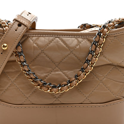 Chanel Aged Calfskin Quilted Small Gabrielle Hobo Beige 8 of 10