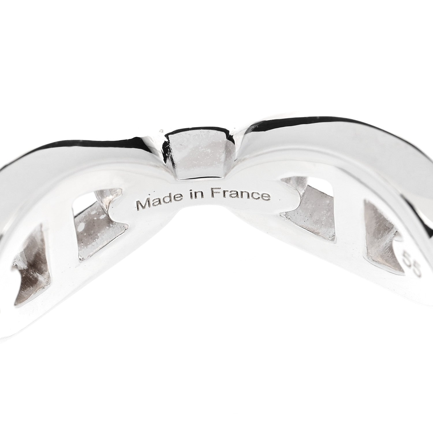 Hermes Sterling Silver PM Chaine d'Ancre Enchainee Band Ring 55 7.25 5 of 9