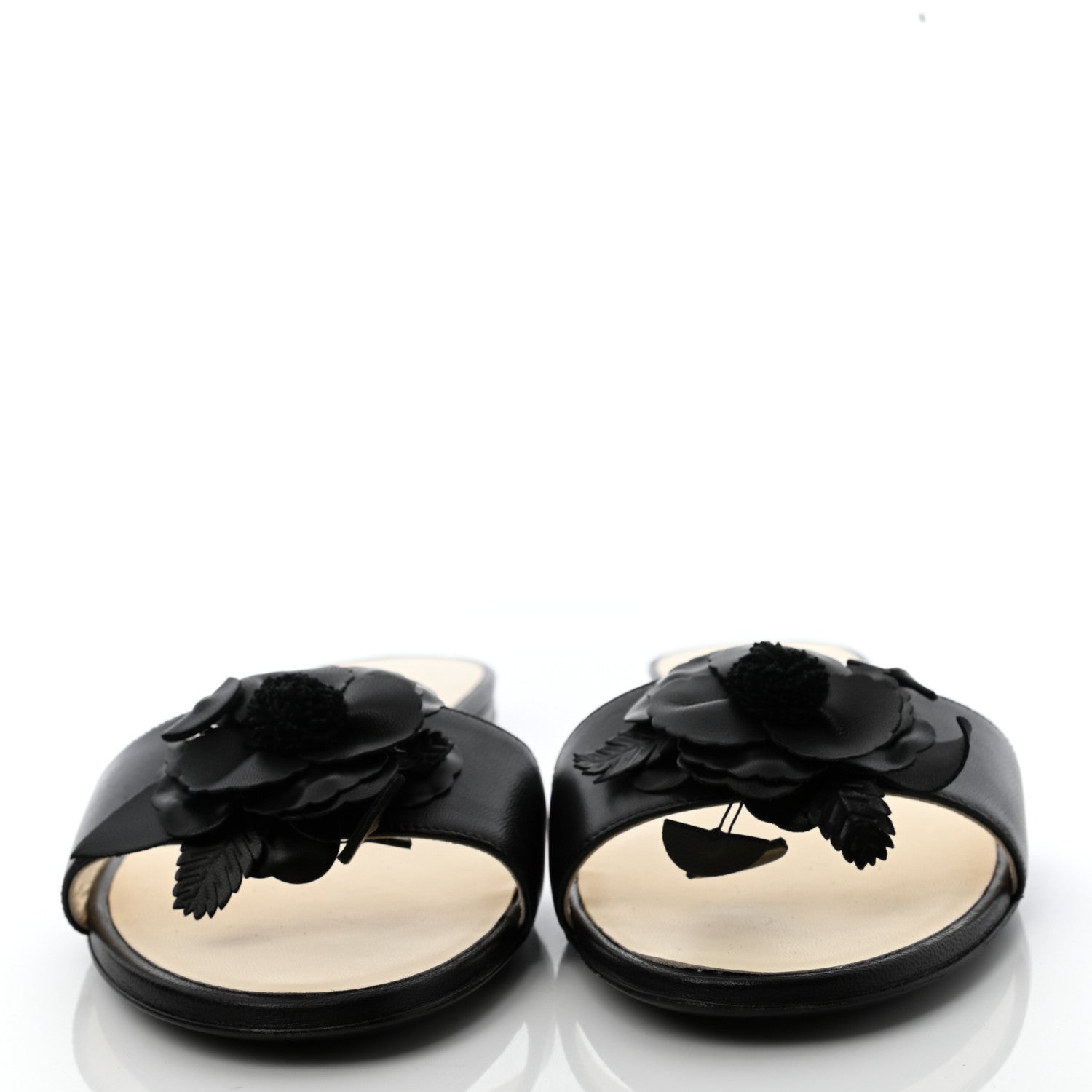 Chanel Lambskin Camellia Sandal Mule 38.5 Black 3 of 8
