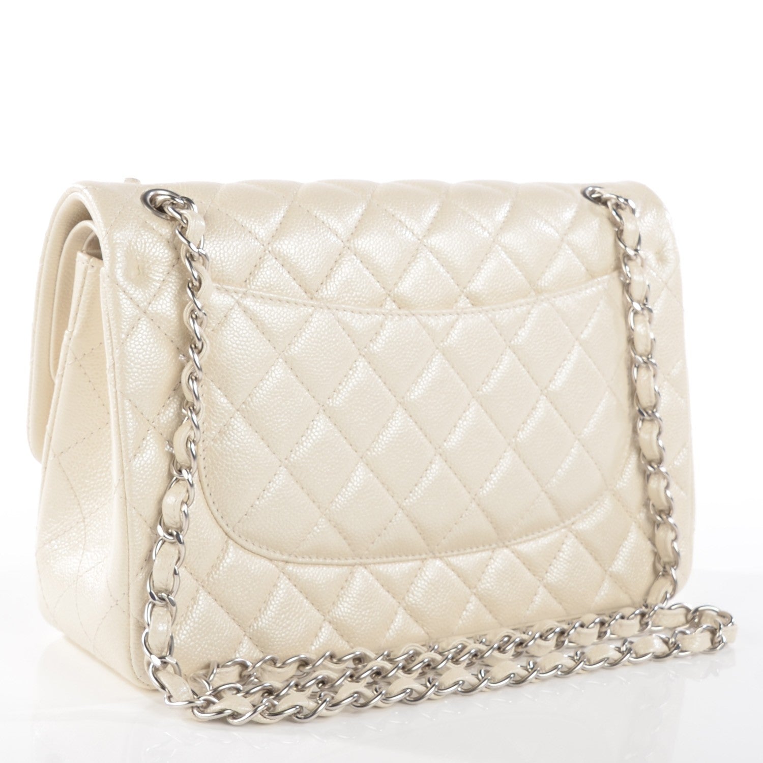 Chanel Pearly Caviar Quilted Jumbo Double Flap Dark White 3 of 11