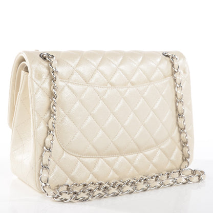 Chanel Pearly Caviar Quilted Jumbo Double Flap Dark White 3 of 11