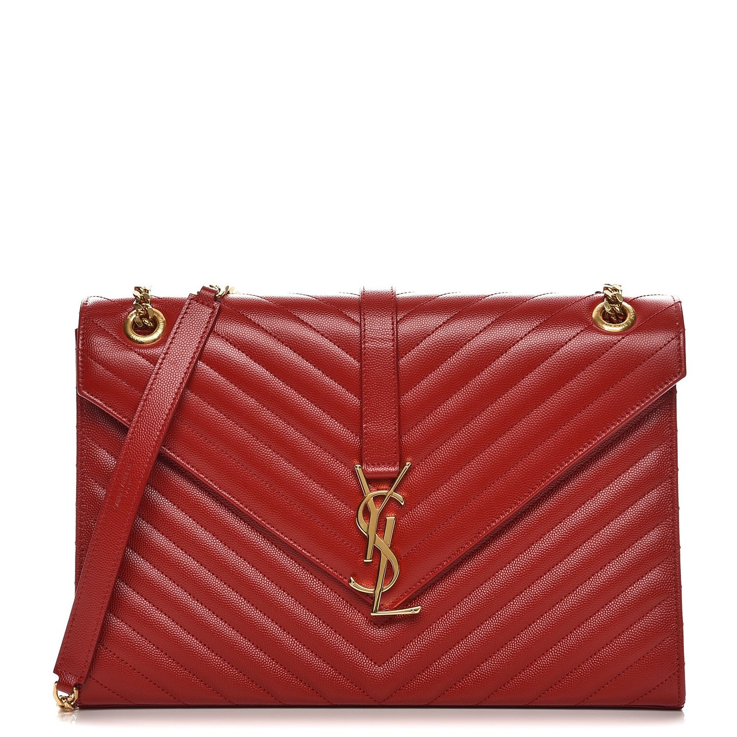 Grain De Poudre Matelasse Chevron Large Monogram Satchel Lipstick Red