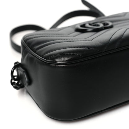 Gucci Calfskin Matelasse Monochrome Small GG Marmont Chain Shoulder Bag Black 9 of 11